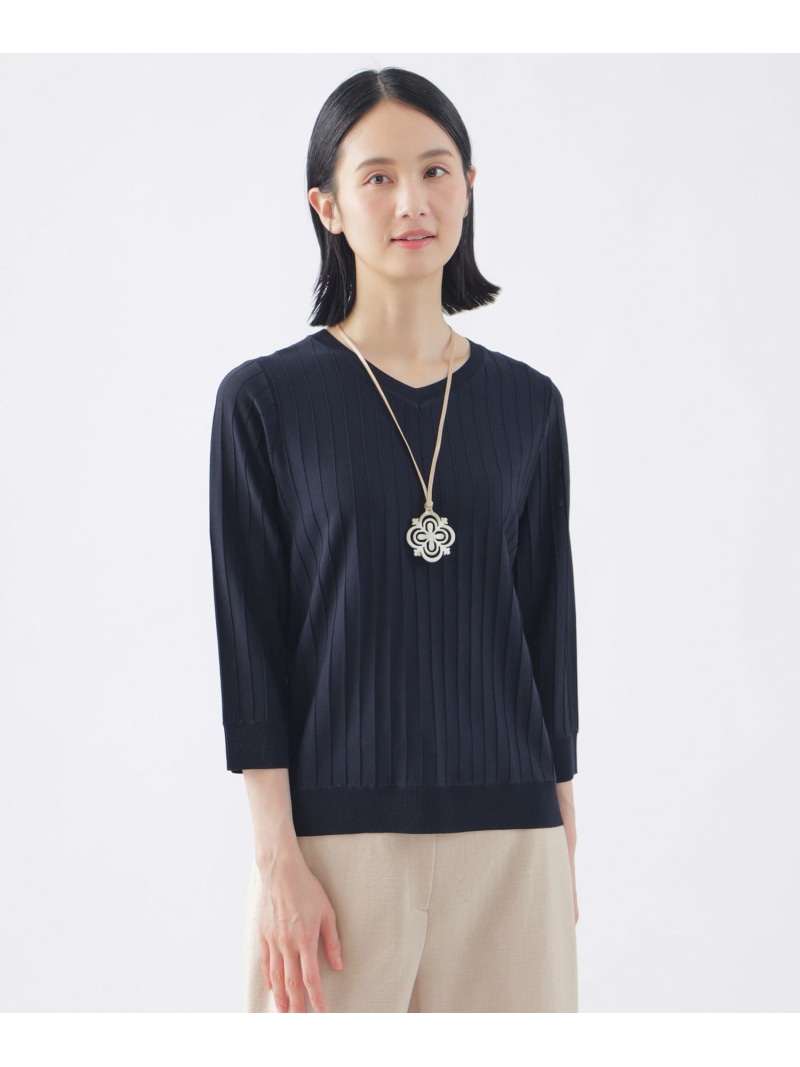 【SALE／23%OFF】【ウォッシャブル】ヴィスコースストレッチVネックプルオーバー TRANS WORK トランスワーク トップス ニット ネイビー ベージュ ブルー【RBA_E】【送料無料】[ Fashion]｜SANYO SELECT