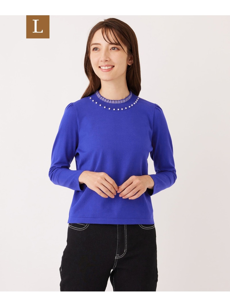 【SALE／38%OFF】【L】シアーレイヤー プルオーバーニット TO BE CHIC サンヨー エルサイズ トップス ニット ブラック オレンジ ブルー ホワイト【RBA_E】【送料無料】[ Fashion]