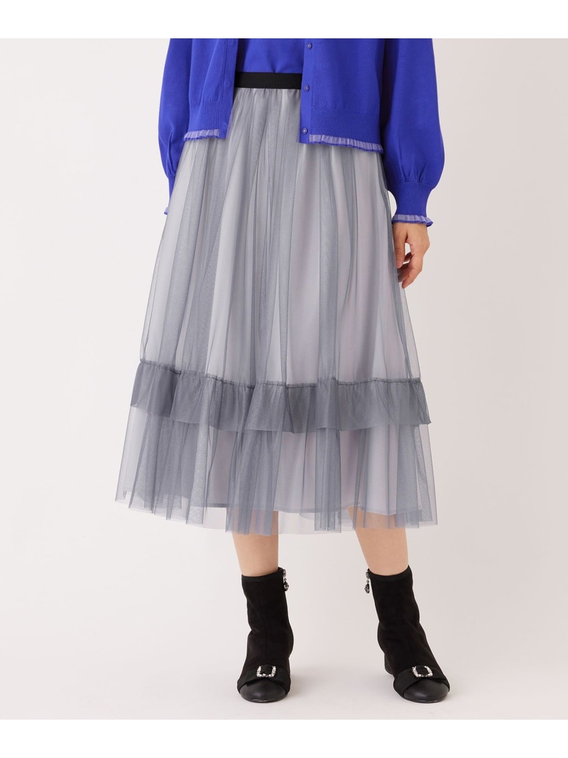 【SALE／30%OFF】チュールヘムボーダー フレアスカート TO BE CHIC トゥー ビー シック スカート その他のスカート ブラック ベージュ グレー【RBA_E】【送料無料】[ Fashion]