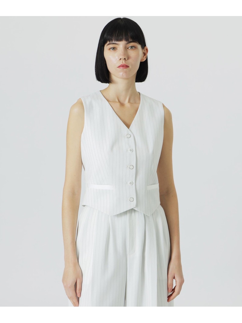 【SALE／40%OFF】【ウォッシャブル/セットアップ対応】ピンストライプベスト LOVELESS ラブレス トップス ベスト・ジレ ホワイト ネイビー【RBA_E】【送料無料】[ Fashion]｜SANYO SELECT