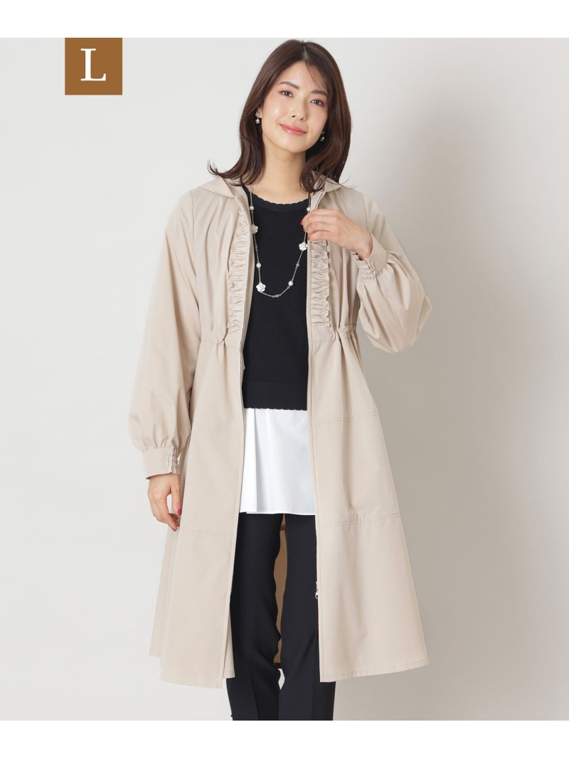 【SALE／39%OFF】【L】フーデッドティアード コート TO BE CHIC サンヨー エルサイズ ジャケット・アウター その他のジャケット・アウター ベージュ ブラック【RBA_E】【送料無料】[ Fashion]