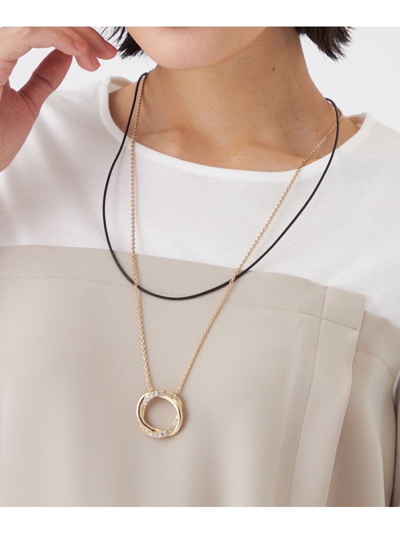 【SALE／18%OFF】ビジューリングネックレス(コード付き) TRANS WORK トランスワーク アクセサリー・腕時計 ネックレス シルバー ゴールド【RBA_E】【送料無料】[ Fashion]