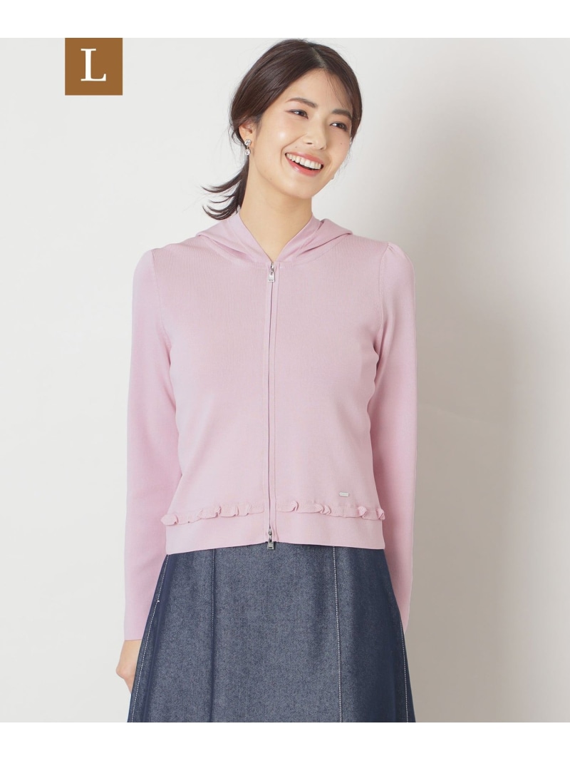 【SALE／42%OFF】【L】レーヨンナイロン フリルフーディー ニット TO BE CHIC サンヨー エルサイズ トップス パーカー・フーディー ピンク ホワイト ブルー ブラック【RBA_E】【送料無料】[ Fashion]｜SANYO SELECT