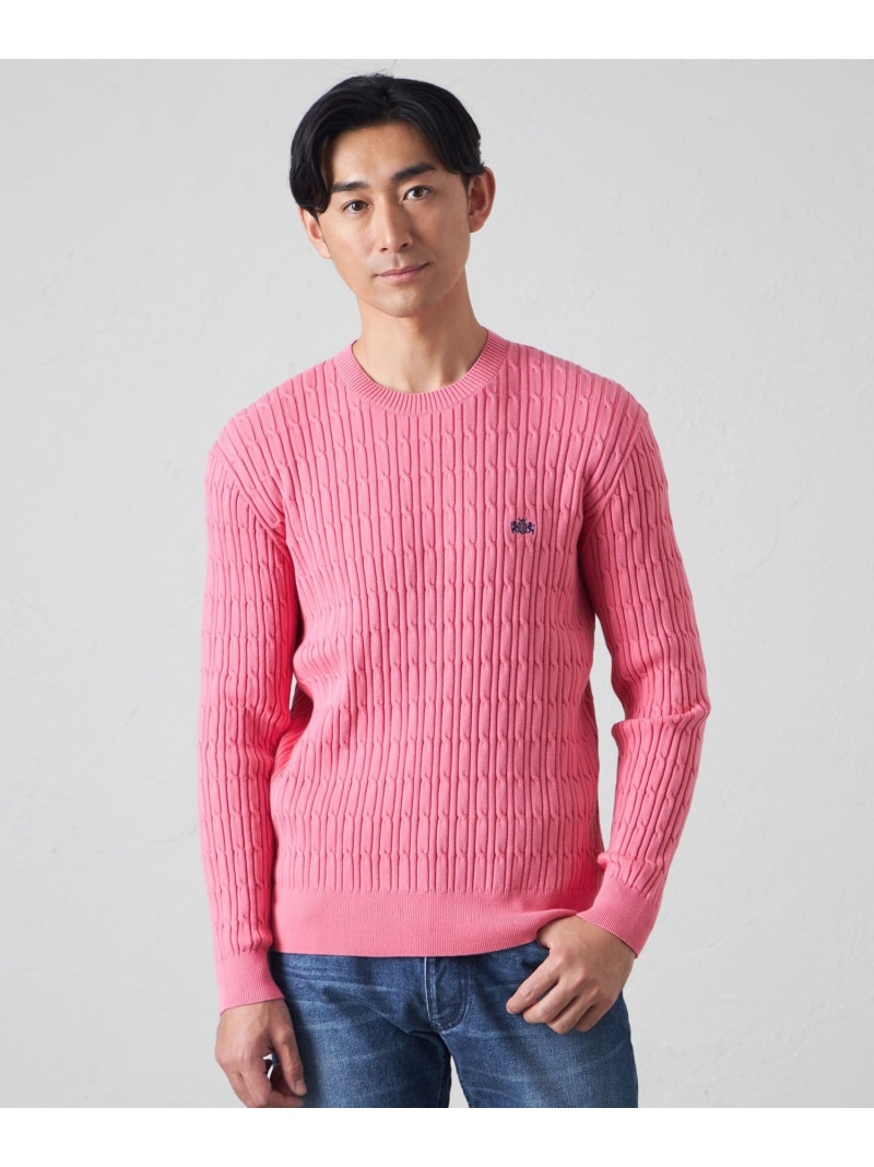 【SALE／45%OFF】【ウォッシャブル】ケーブルクルーネックニット BAKER STREET ベイカー・ストリート トップス ニット ピンク パープル ネイビー ブルー【RBA_E】【送料無料】[ Fashion]