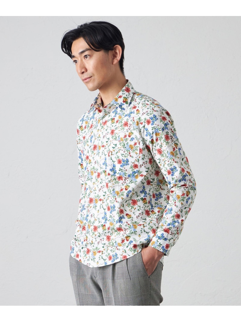 【SALE／68%OFF】BAKER フラワープリントシャツ(2L・3Lあり) BAKER STREET ベイカー・ストリート トップス シャツ・ブラウス ホワイト ブラック【RBA_E】【送料無料】[ Fashion]
