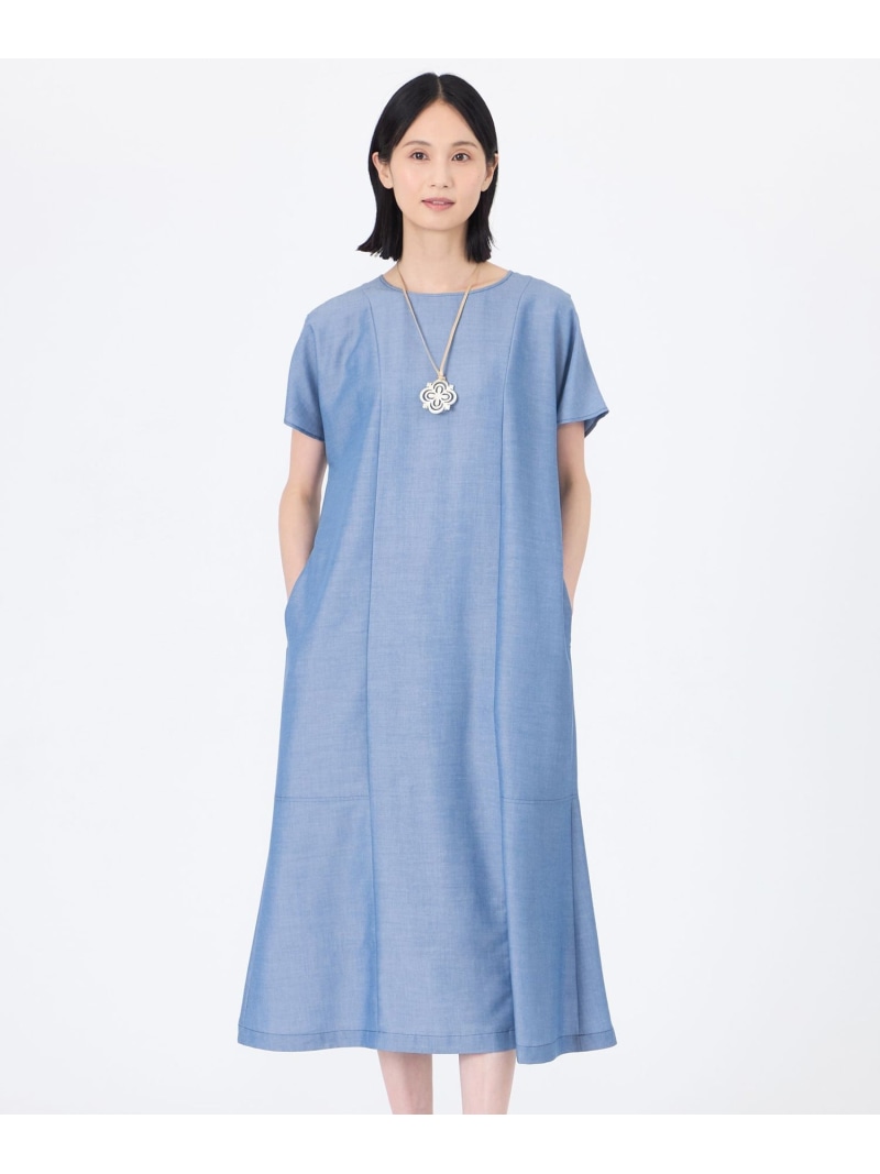 【SALE／55%OFF】【ウォッシャブル】シャルマンダンガリーワンピース TRANS WORK トランスワーク ワンピース・ドレス ワンピース ブルー グレー【RBA_E】【送料無料】[ Fashion]