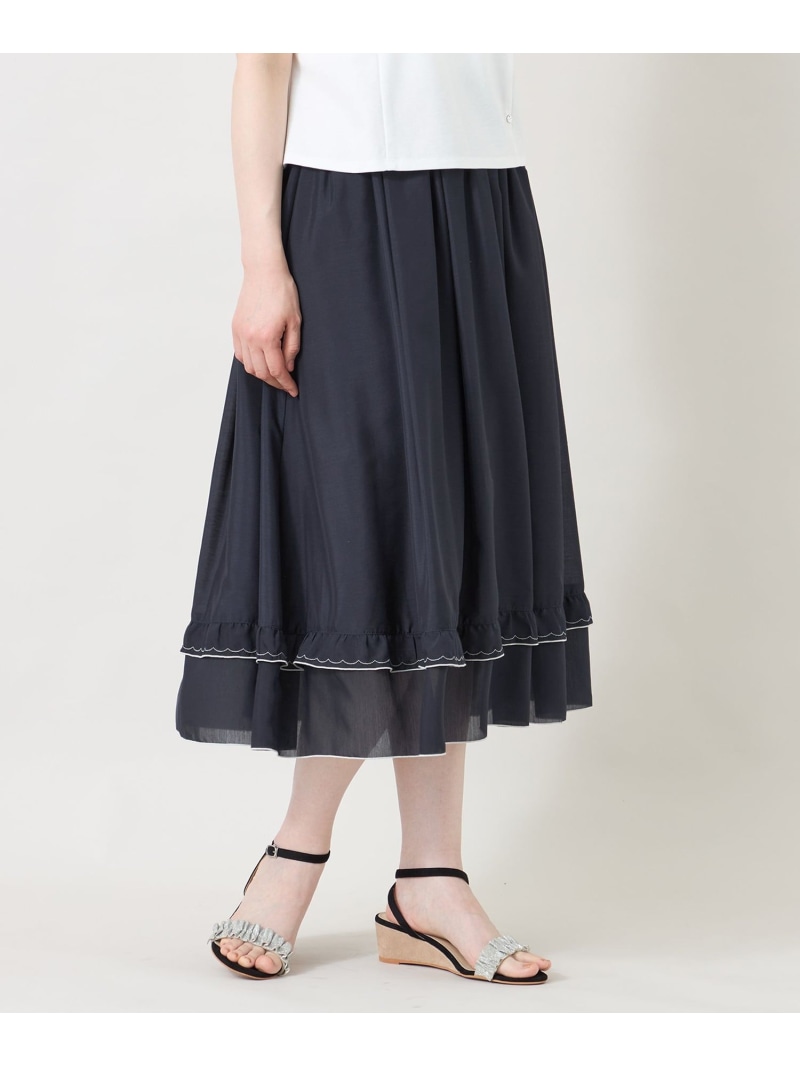 【SALE／25%OFF】ライトタッチ ギャザーフリルスカート TO BE CHIC トゥー ビー シック スカート その他のスカート ネイビー ベージュ【RBA_E】【送料無料】[ Fashion]｜SANYO SELECT