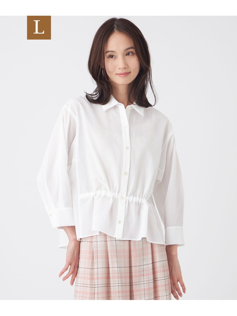 【L】【接触冷感・ウォッシャブル】スラブクレープブラウス TRANS WORK サンヨー エルサイズ トップス シャツ・ブラウス ピンク ホワイト ブルー【送料無料】[ Fashion]