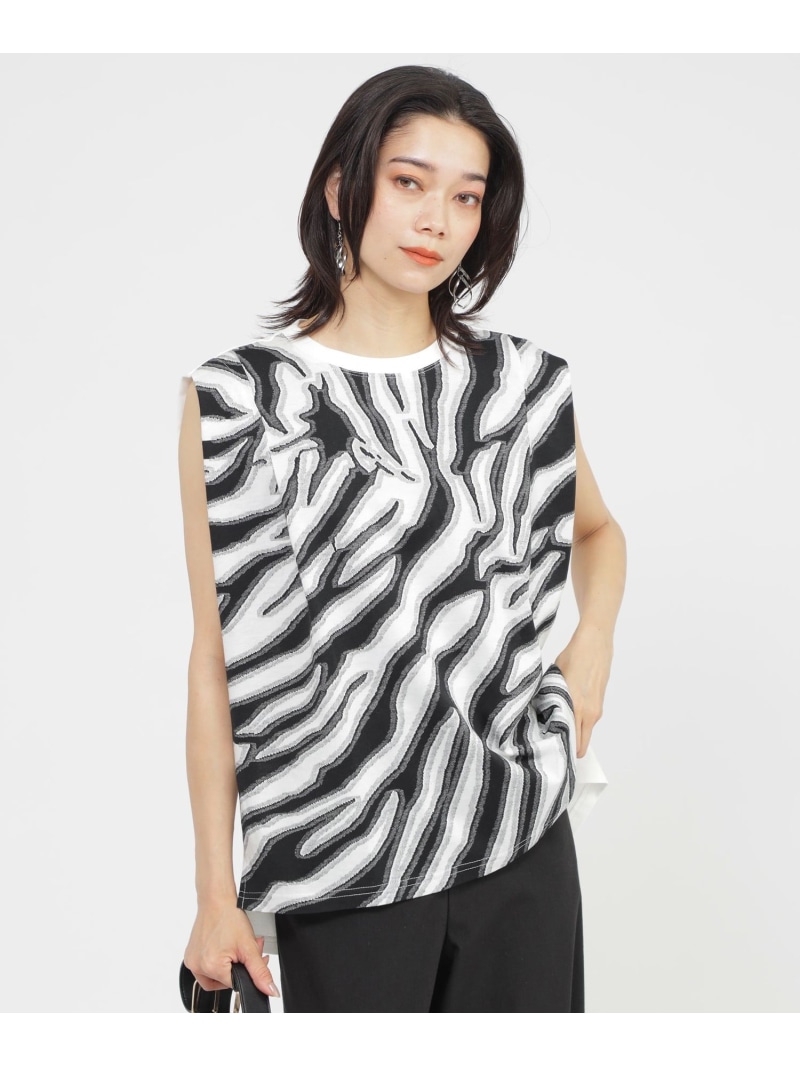 【SALE／33%OFF】【カタログ掲載品】【ウォッシャブル】アニマルカットジャカードノースリーブカットソー EVEX by KRIZIA エヴェックス バイ クリツィア トップス カットソー・Tシャツ ホワイト ブラウン【RBA_E】【送料無料】[ Fashion]