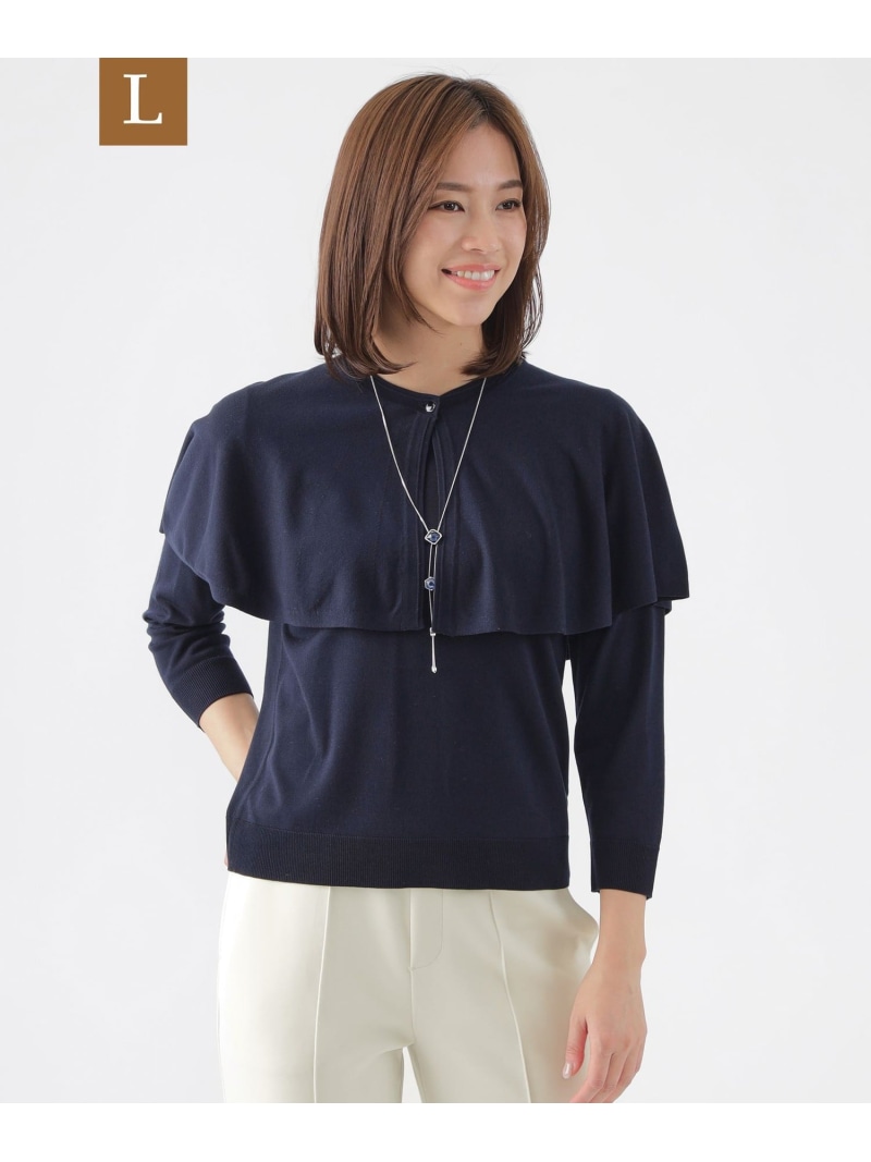 【SALE／50%OFF】【L】【ウォッシャブル】ファインゲージケープ付ニットプルオーバー TRANS WORK サンヨー エルサイズ トップス ニット ピンク ネイビー【RBA_E】【送料無料】[ Fashion]｜SANYO SELECT