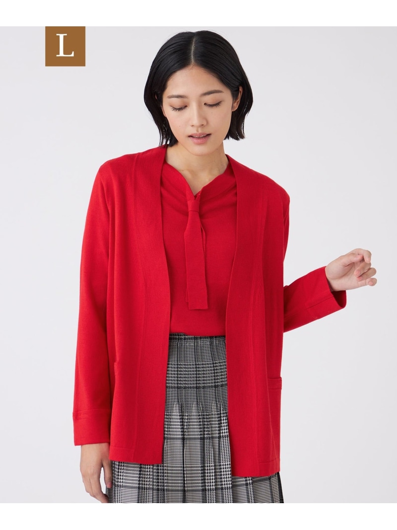 【SALE／26%OFF】【L】【ウォッシャブル】エクストラファインウールカーディガン TRANS WORK サンヨー エルサイズ トップス ニット レッド ブラウン グレー ネイビー【RBA_E】【送料無料】[ Fashion]