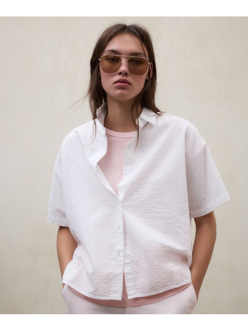 MELANIA サッカー シャツ / MELANIA SEERSUCKER SHIRT WOMAN ECOALF エコアルフ トップス シャツ・ブラウス ホワイト ネイビー【送料無料】[ Fashion]｜SANYO SELECT