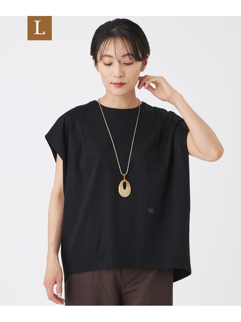 【L】【EDITION掲げる】【ウォッシャブル】フレンチスリーブドルマンカットソー EVEX by KRIZIA サンヨー エル大きさ トップス カットソー・プルオーバー 黒いこと 白いこと 青み【貨物輸送無料】[ Fashion]