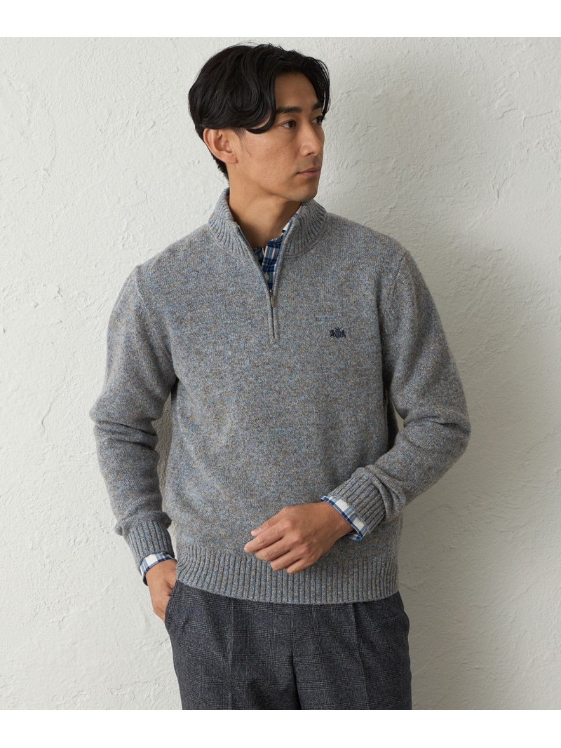 【SALE／25%OFF】メランジハーフジップニット(2L・3Lあり) BAKER STREET ベイカー・ストリート トップス ニット ブルー オレンジ レッド【RBA_E】【送料無料】[ Fashion]