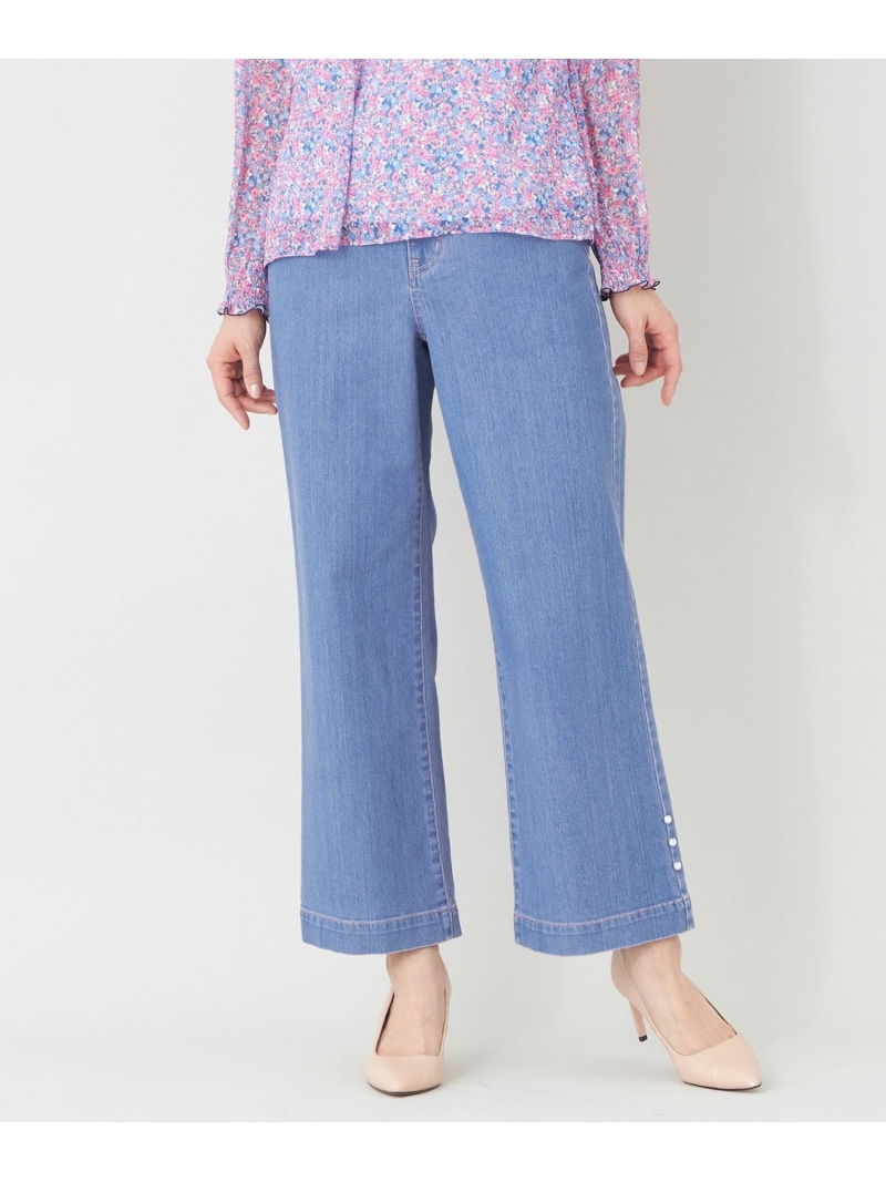 【L】エレガンス ワイドデニム TO BE CHIC サンヨー エルサイズ パンツ ジーンズ・デニムパンツ ネイビー ブルー【送料無料】[ Fashion]