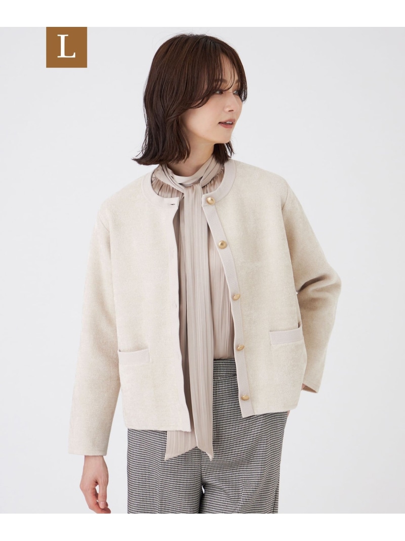 【SALE／16%OFF】【L】【ウォッシャブル】モールヤーン*TEXBRIDアウター TRANS WORK サンヨー エルサイズ トップス ニット ベージュ ブラック【RBA_E】【送料無料】[ Fashion]
