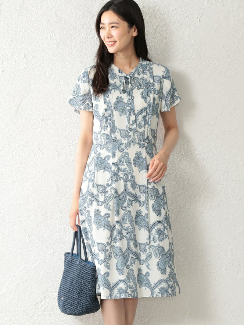 楽天市場 Rakuten Fashion Sale 42 Off ペイズリー更紗ワンピース Amaca アマカ ワンピース シャツワンピース ブルー ベージュ Rba E 送料無料 Sanyo Select