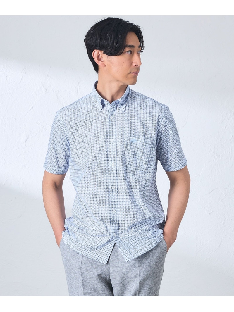 【SALE／20%OFF】【吸水速乾/接触冷感】BEYONTECH(R) フラワー小紋プリントジャージーシャツ BAKER STREET ベイカー・ストリート トップス シャツ・ブラウス ブルー【RBA_E】【送料無料】[ Fashion]｜SANYO SELECT