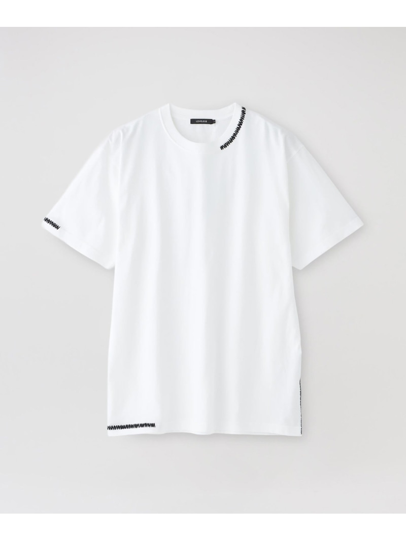 ステッチエンブロイ ワイドTシャツ LOVELESS ラブレス トップス カットソー・Tシャツ ブラック ホワイト【送料無料】[ Fashion]｜SANYO SELECT
