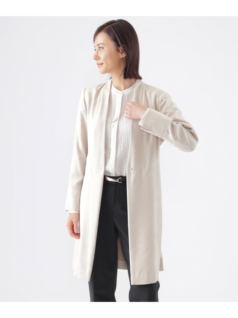 【SALE／60%OFF】【ウォッシャブル】ストレッチスエードロングカーディガン TRANS WORK トランス状態細工物 ジャケット・アウター 余分の物のジャケット・アウター ベージュ 米国海軍 赤銅色【RBA_E】【貨物輸送無料】[ Fashion] コート・ジャケット-レディースファッション