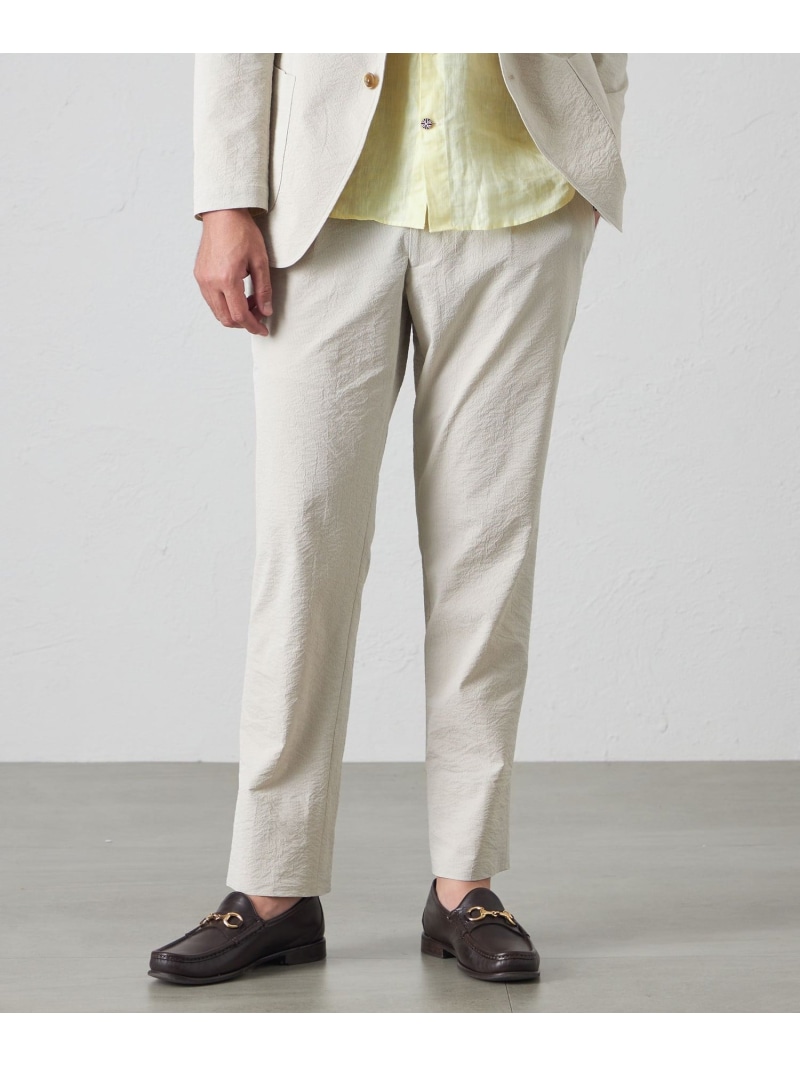 【SALE／47%OFF】【セットアップ対応可能】【ウォッシャブル】BEYONTECH ポリエステルドライサッカートラウザース BAKER STREET ベイカー・ストリート パンツ スラックス・ドレスパンツ ホワイト ネイビー【RBA_E】【送料無料】[ Fashion]