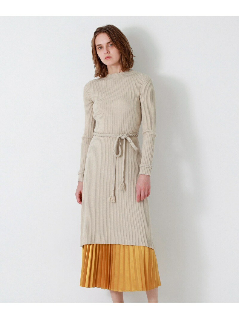 楽天ランキング1位 プリーツ レイヤード ニット ドレス Loveless ラブレス ワンピース シャツワンピース ネイビー ベージュ Rakuten Fashion Sanyo Select 期間限定送料無料 Crystalgalleryva Com
