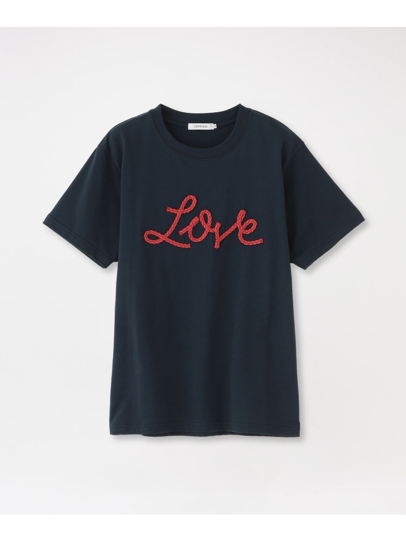 LOVE吊りひも刺しゅうティーシャツ LOVELESS 優しいこと受け答え トップス カットソー・ティーシャツ 白いこと 黒いこと 米国海軍【貨物輸送無料】[ Fashion] Tシャツ・カットソー-トップス
