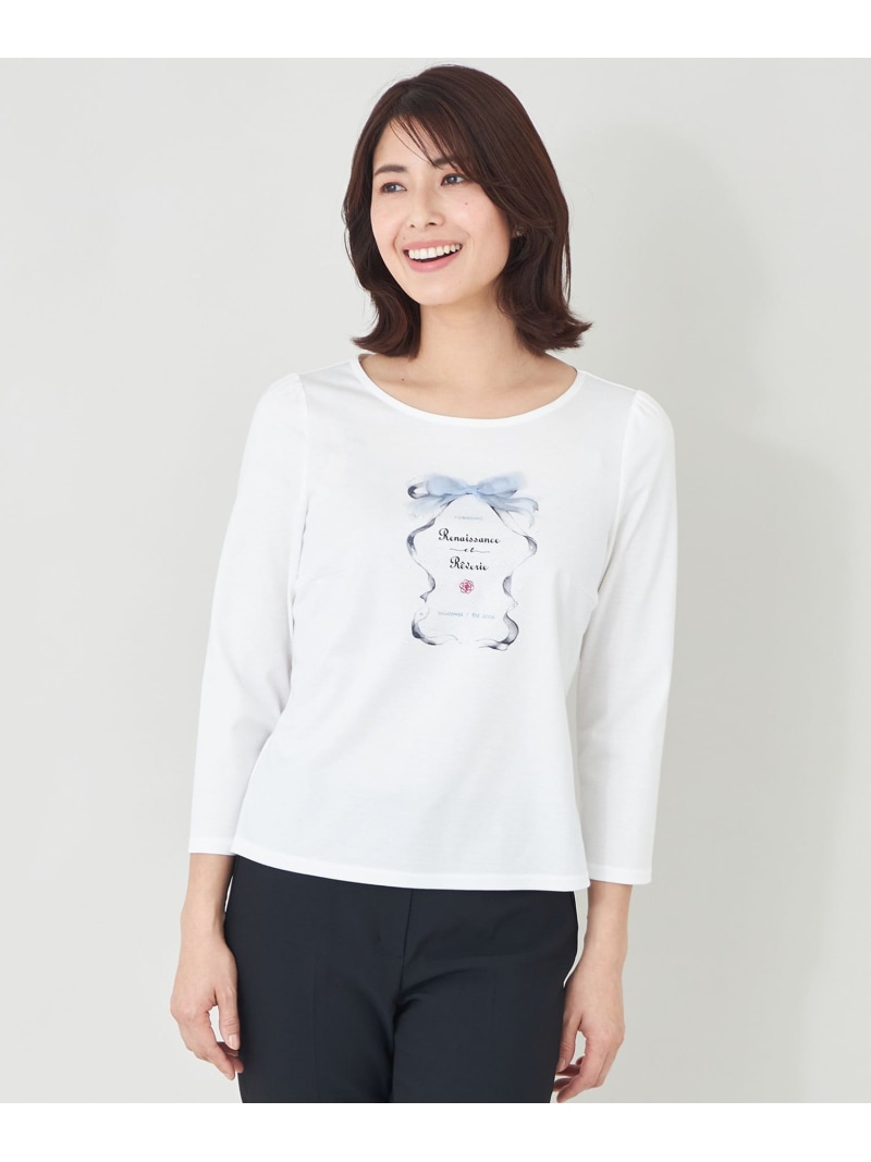 【SALE／30%OFF】リボンフレームモチーフ カットソー TO BE CHIC トゥー ビー シック トップス カットソー・Tシャツ ブラック ホワイト【RBA_E】【送料無料】[ Fashion]｜SANYO SELECT