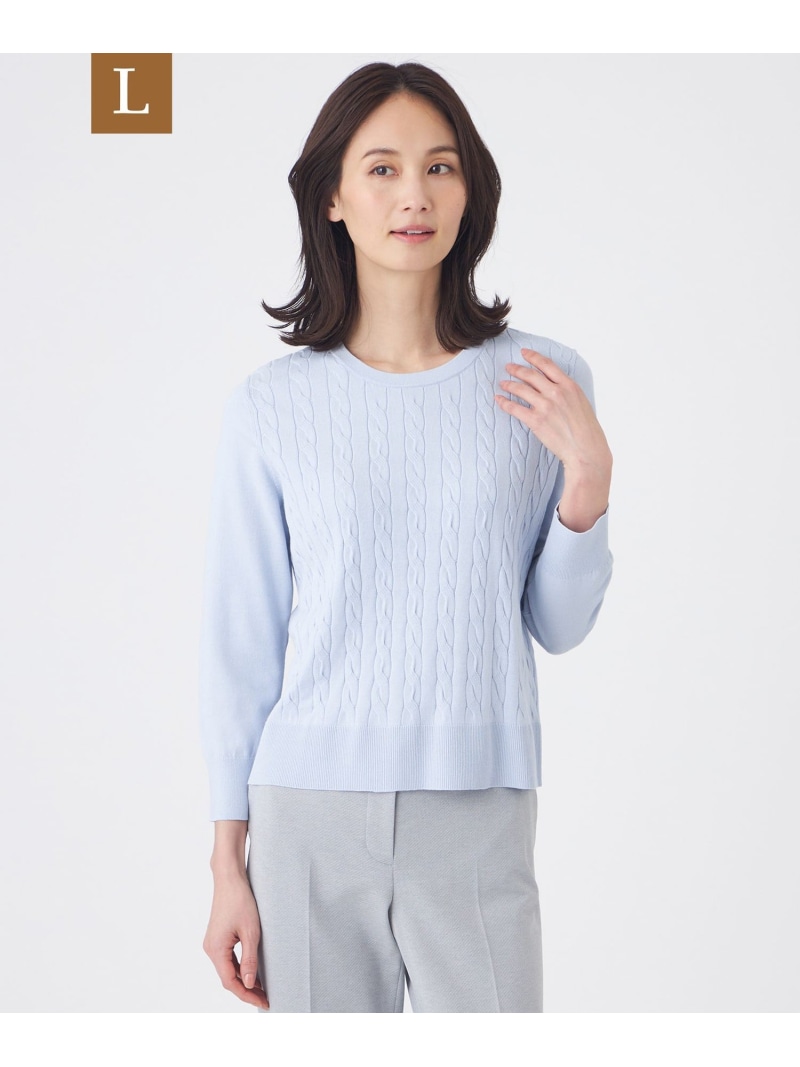 【L】【ウォッシャブル】アンサンブルニットプルオーバー TRANS WORK サンヨー エルサイズ トップス ニット ブルー ピンク ネイビー【送料無料】[ Fashion]