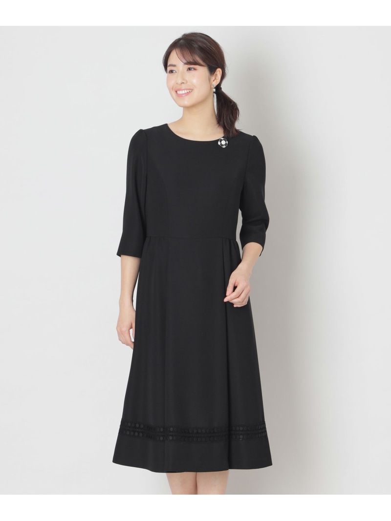 【SALE／50%OFF】ヘムボーダーレース ワンピース TO BE CHIC トゥー ビー シック ワンピース・ドレス ワンピース ベージュ ブラック【RBA_E】【送料無料】[ Fashion]