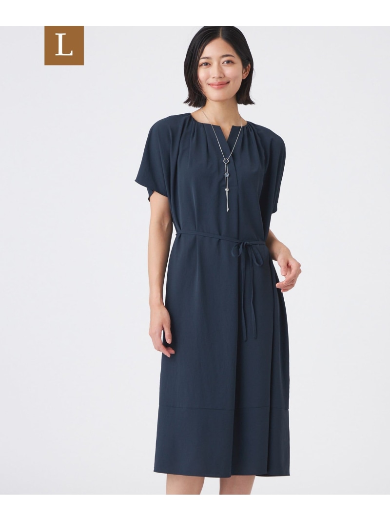 【SALE／29%OFF】【L】【吸水速乾・接触冷感・UV・ウォッシャブル】ファンクションデシンワンピース TRANS WORK サンヨー エルサイズ ワンピース・ドレス ワンピース ネイビー【RBA_E】【送料無料】[ Fashion]