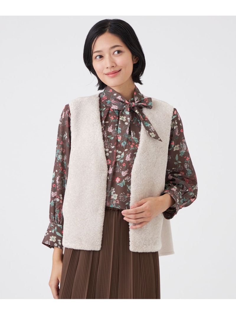 【SALE／15%OFF】【ウォッシャブル】フェイクファージレ TRANS WORK トランスワーク ジャケット・アウター その他のジャケット・アウター グレー ベージュ【RBA_E】【送料無料】[ Fashion]｜SANYO SELECT