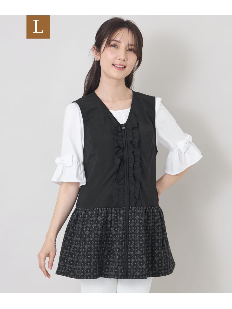 【L】エンブロイダリーエレガンス ジレ TO BE CHIC サンヨー エル大きさ トップス より良い・ジレ ベージュ 黒いこと【貨物輸送無料】[ Fashion]