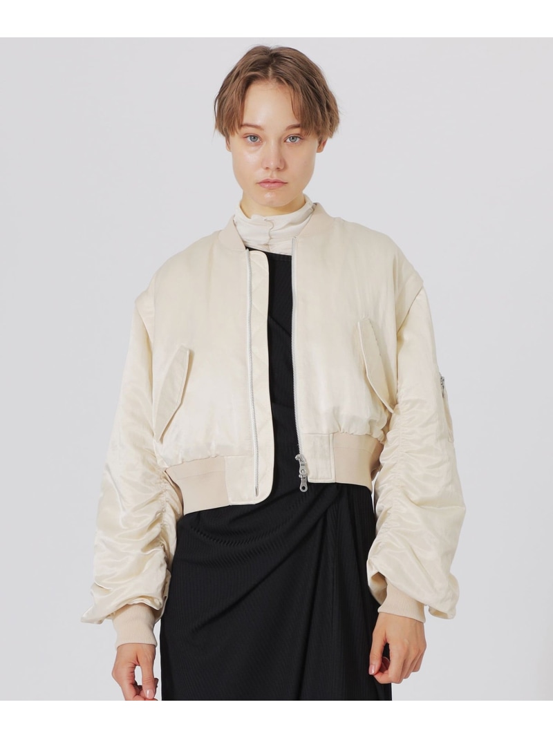 【SALE／30%OFF】コンパクトギャザーMA-1 LOVELESS ラブレス ジャケット・アウター ブルゾン・ジャンパー ブラック ホワイト【RBA_E】【送料無料】[ Fashion]