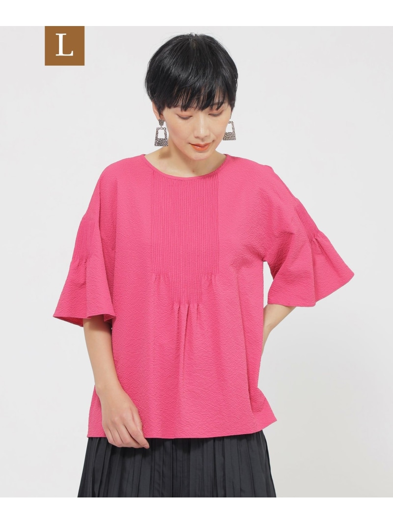 【SALE／25%OFF】【L】【カタログ掲載品】【1枚で決まる】【ウォッシャブル】サッカーストレッチフレアブラウス EVEX by KRIZIA サンヨー エルサイズ トップス シャツ・ブラウス ホワイト ネイビー レッド【RBA_E】【送料無料】[ Fashion] 14,652円
