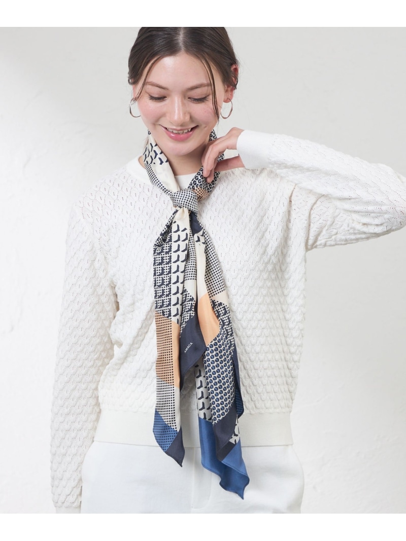 カラーブロックジオメトリックスカーフ AMACA アマカ ファッション雑貨 スカーフ・バンダナ ブラック【送料無料】[ Fashion]