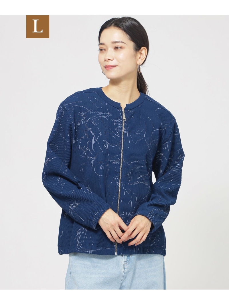 【SALE／23%OFF】【L】【ウォッシャブル】ドローイングタックニットブルゾン EVEX by KRIZIA サンヨー エルサイズ トップス ニット ネイビー【RBA_E】【送料無料】[ Fashion]｜SANYO SELECT