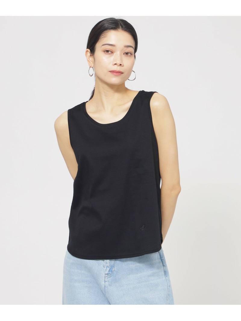 【ウォシャブル】【接触冷感】シルケットコットンタンクトップ EVEX by KRIZIA エヴェックス バイ クリツィア トップス カットソー・Tシャツ ホワイト ブラック【送料無料】[ Fashion]