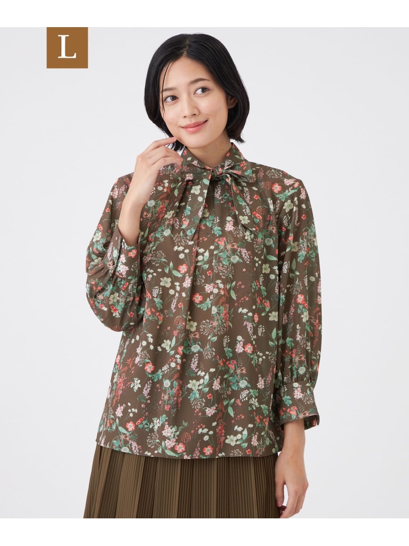 【SALE／40%OFF】【L】【ウォッシャブル】BOHOプリントブラウス TRANS WORK サンヨー エルサイズ トップス シャツ・ブラウス ホワイト ブラウン【RBA_E】【送料無料】[ Fashion]