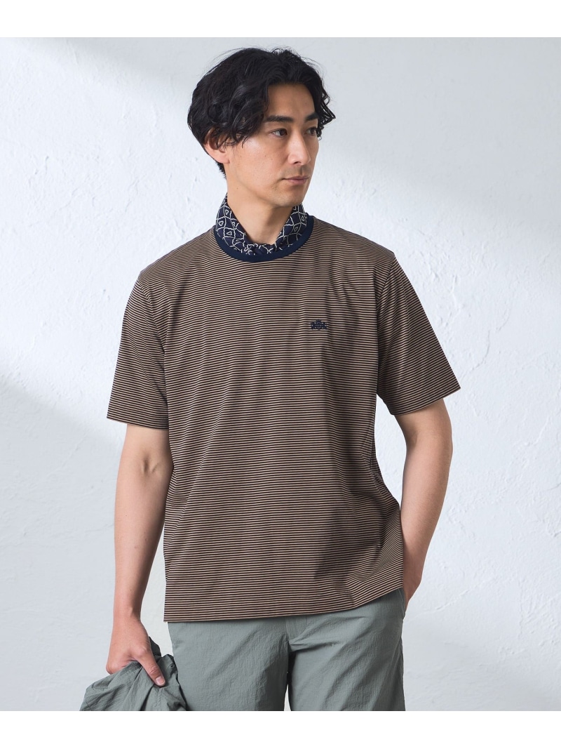 【SALE／18%OFF】マイクロボーダーTシャツ BAKER STREET ベイカー・ストリート トップス カットソー・Tシャツ ブラック ベージュ【RBA_E】【送料無料】[ Fashion]
