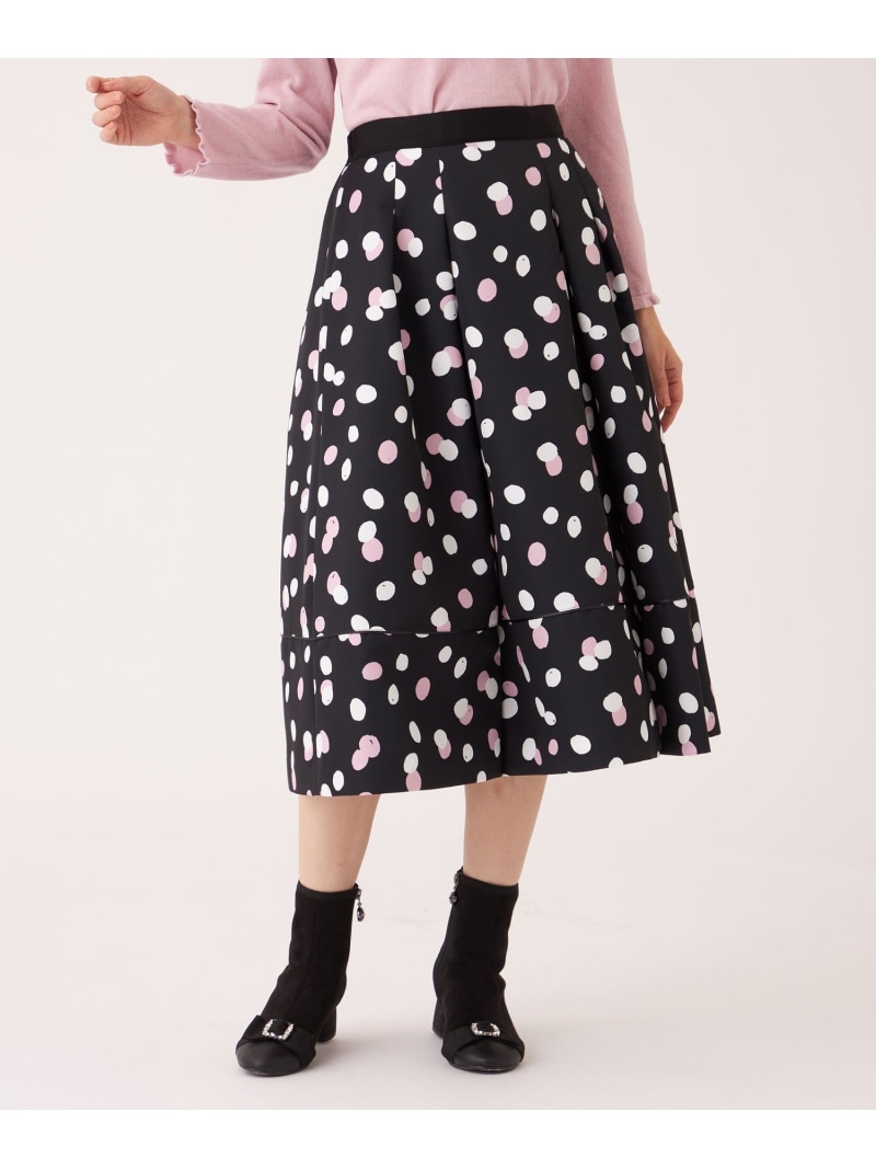 【SALE／23%OFF】ランダムドット グログランタックスカート TO BE CHIC トゥー ビー シック スカート その他のスカート ベージュ ブラック【RBA_E】【送料無料】[ Fashion]