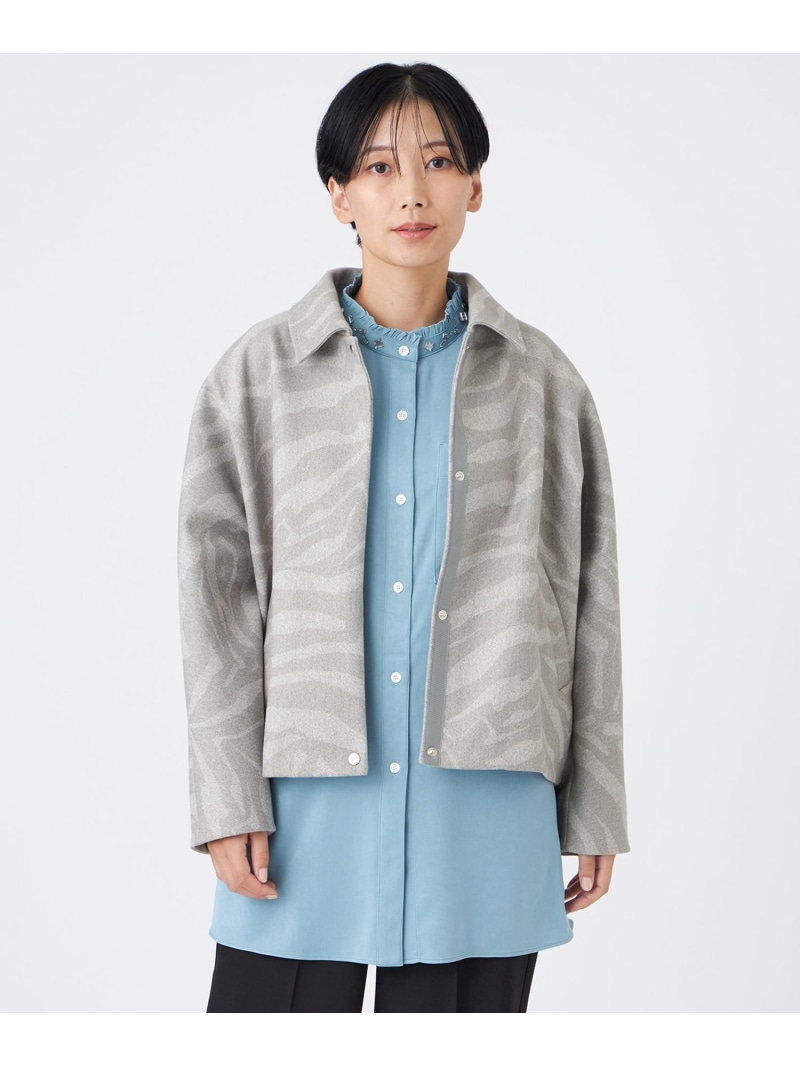 【SALE／54%OFF】【ウォッシャブル】ゼブラプリントウールライクジャージ-ブルゾン EVEX by KRIZIA エヴェックス バイ クリツィア ジャケット・アウター その他のジャケット・アウター グレー【RBA_E】【送料無料】[ Fashion]