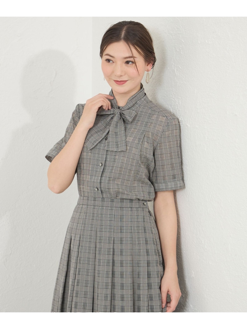 シズルチェック ボウタイブラウス AMACA アマカ トップス シャツ・ブラウス【送料無料】[ Fashion]