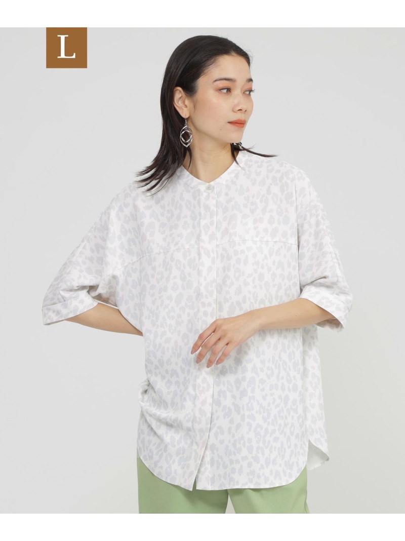 【SALE／33%OFF】【L】【吸水速乾】【ウォッシャブル】パンサープリントバックサテンジョーゼットブラウス EVEX by KRIZIA サンヨー エルサイズ トップス シャツ・ブラウス ホワイト【RBA_E】【送料無料】[ Fashion]
