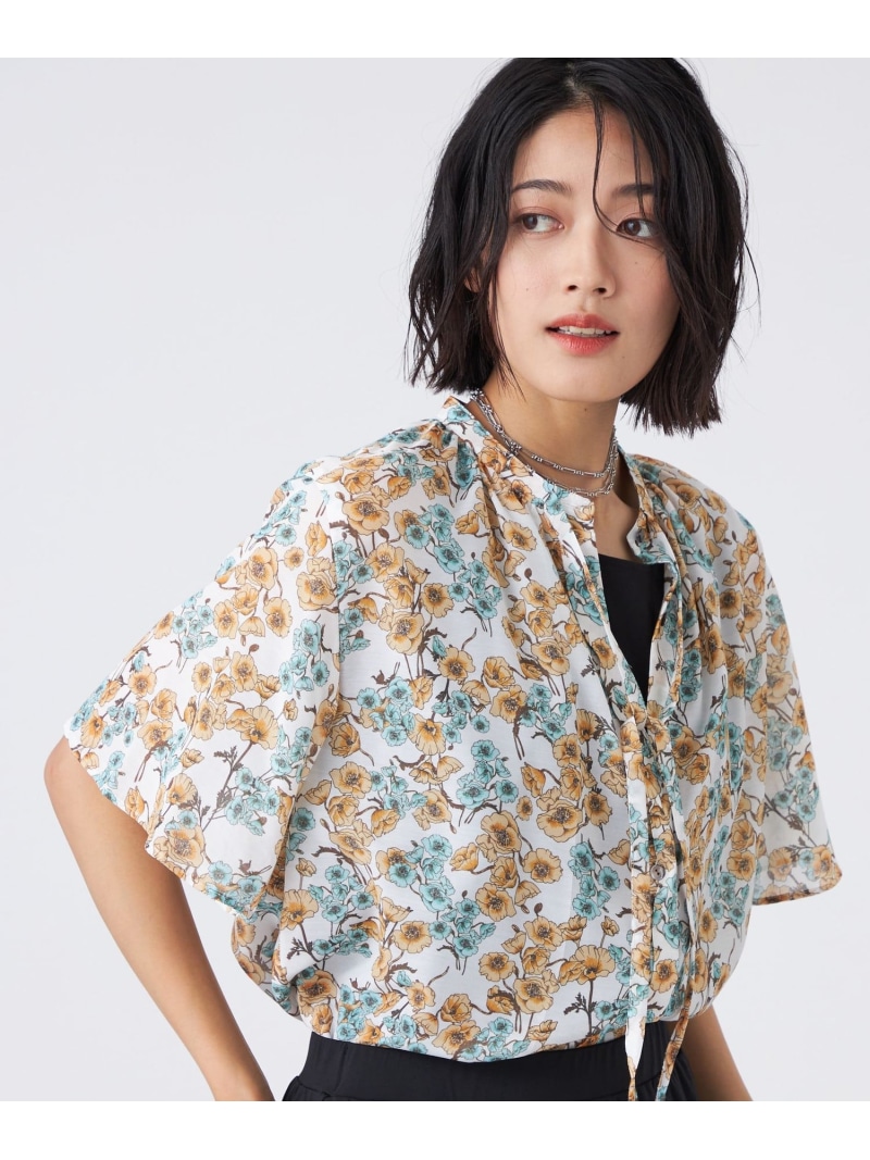 【SALE／32%OFF】【ウォッシャブル】フラワープリントブラウス TRANS WORK トランスワーク トップス シャツ・ブラウス オレンジ【RBA_E】【送料無料】[ Fashion]