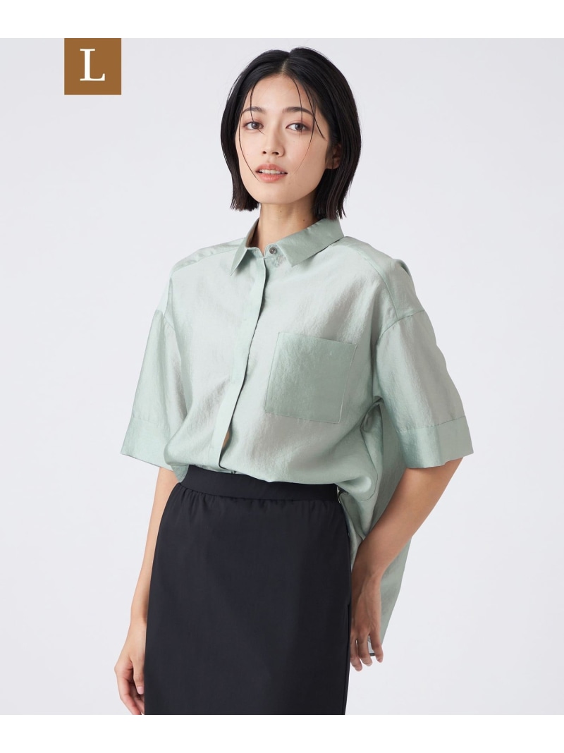【SALE／29%OFF】【L】【接触冷感・ウォッシャブル】ブライトシアーブラウス TRANS WORK サンヨー エルサイズ トップス シャツ・ブラウス ブラウン グリーン【RBA_E】【送料無料】[ Fashion]