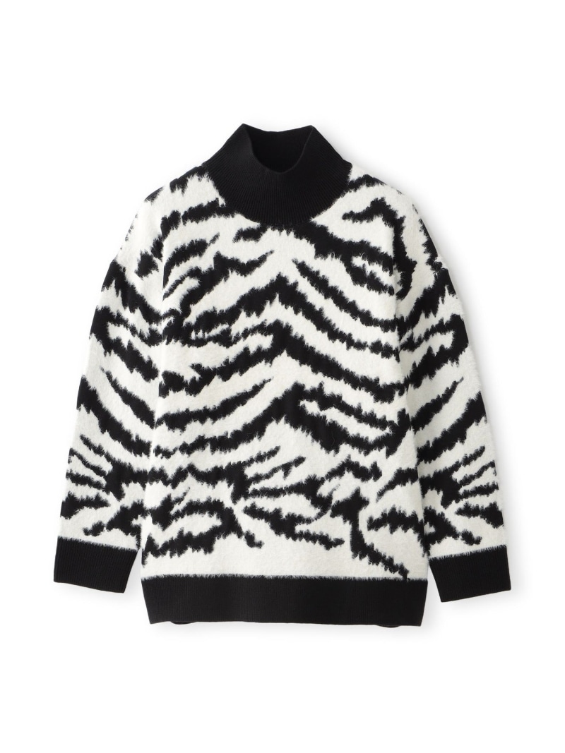 【SALE／58%OFF】【L】【カタログ掲載】フェザーヤーンゼブラニットプルオーバー EVEX by KRIZIA サンヨー エルサイズ トップス ニット ブラック【RBA_E】【送料無料】[ Fashion]