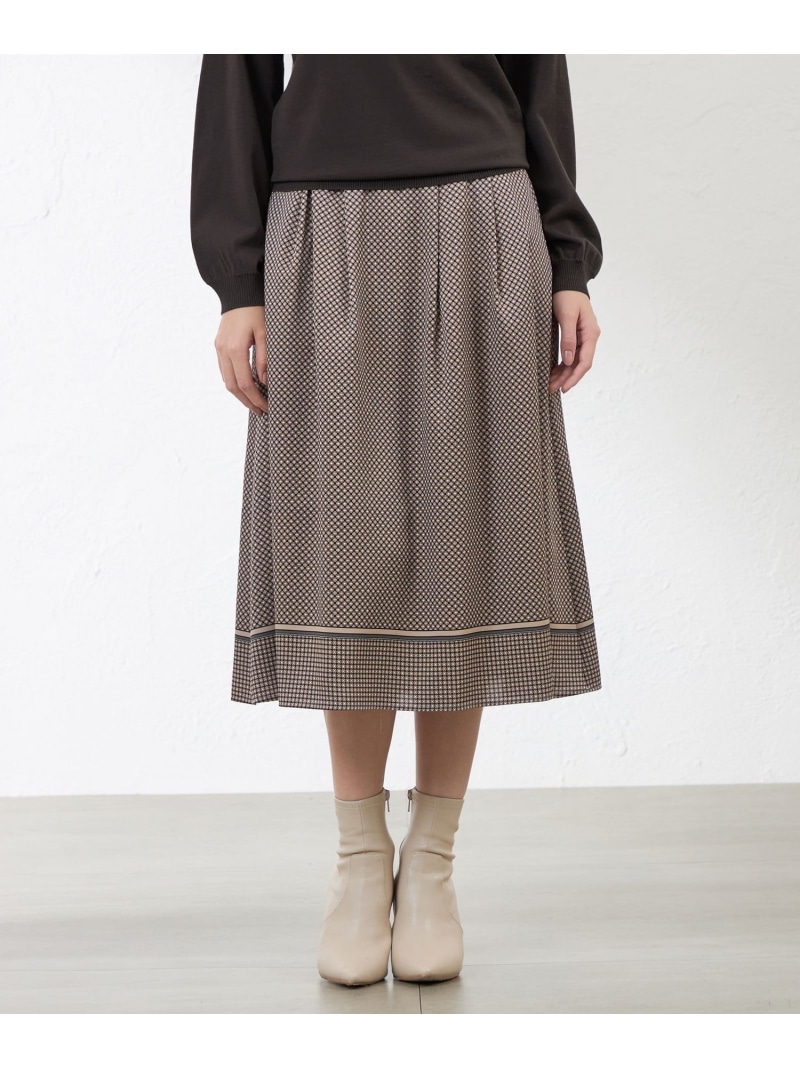 【SALE／50%OFF】ダイヤドットパネルスカート AMACA アマカ スコート ロング・マキシスコート ベージュ 黒いこと【RBA_E】【貨物輸送無料】[ Fashion] ボトムス-スカート