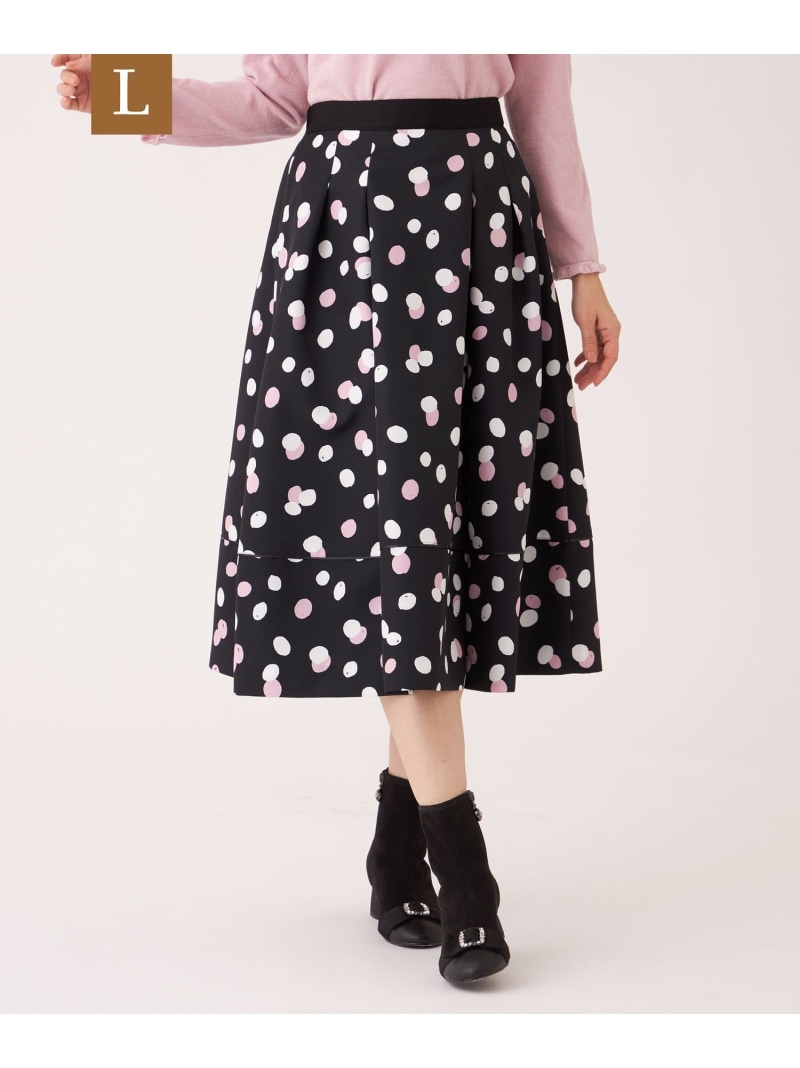 【SALE／23%OFF】【L】ランダムドット グログランタックスカート TO BE CHIC サンヨー エルサイズ スカート その他のスカート ブラック ベージュ【RBA_E】【送料無料】[ Fashion]