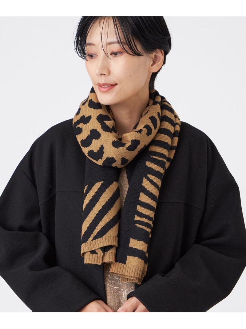 【SALE／50%OFF】【ウォッシャブル】パッチワークニットストール EVEX by KRIZIA エヴェックス バイ クリツィア ファッション雑貨 マフラー・ストール・ネックウォーマー ブルー ブラウン ホワイト【RBA_E】【送料無料】[ Fashion]